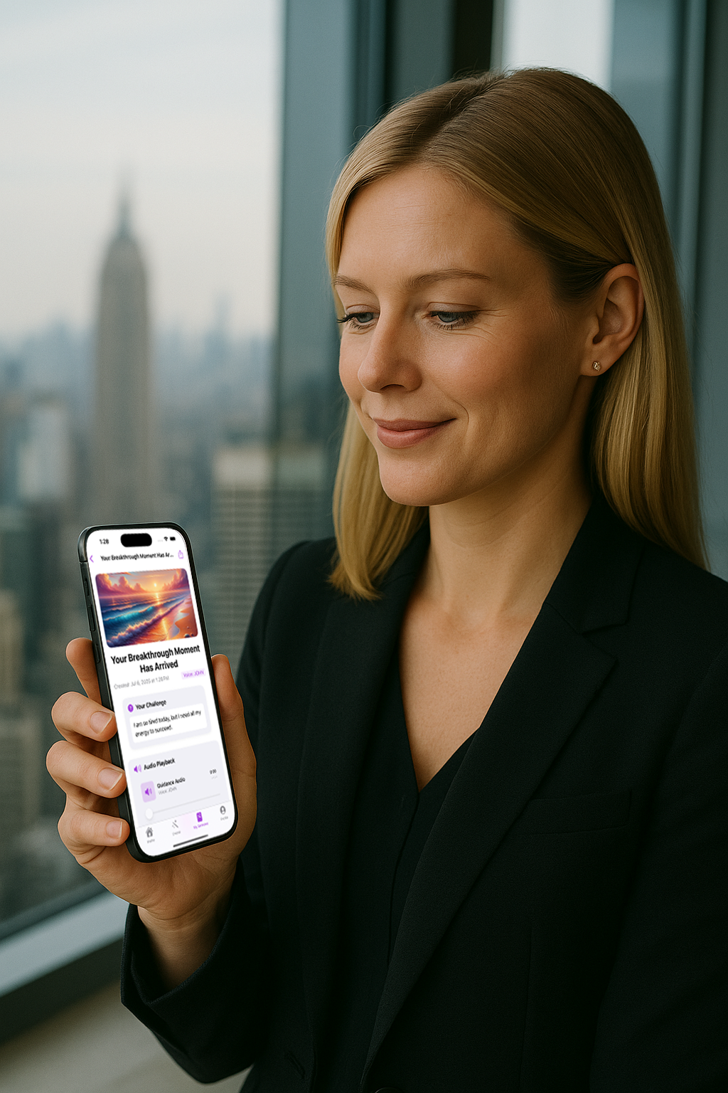 Woman experiencing spiritual transformation with iArise